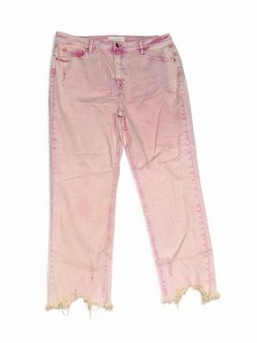 Risen Los Angeles  Pink Distressed Cropped Jeans